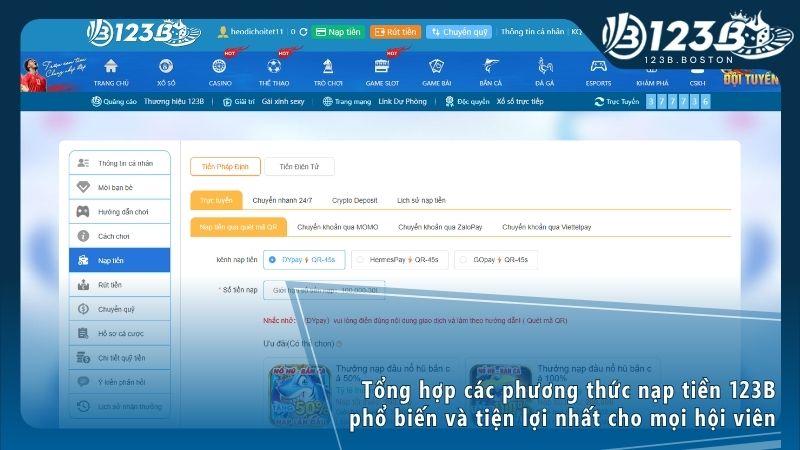 Hướng dẫn cách nạp tiền 123B qua ví điện tử Momo và ZaloPay vô cùng đơn giản