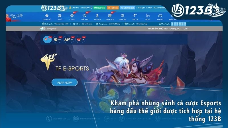 Sảnh TF Gaming mang đến không gian cá cược Esports chuyên nghiệp với giao diện vô cùng hiện đại