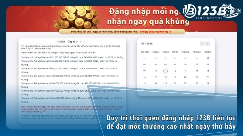 Hệ thống cập nhật cơ hội rút thăm trúng thưởng vào lúc tám giờ bốn mươi mỗi sáng