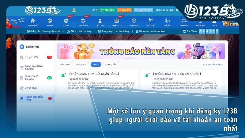 Những thao tác cần thiết sau khi đăng ký 123B thành công để nhận thưởng 123K trải nghiệm miễn phí